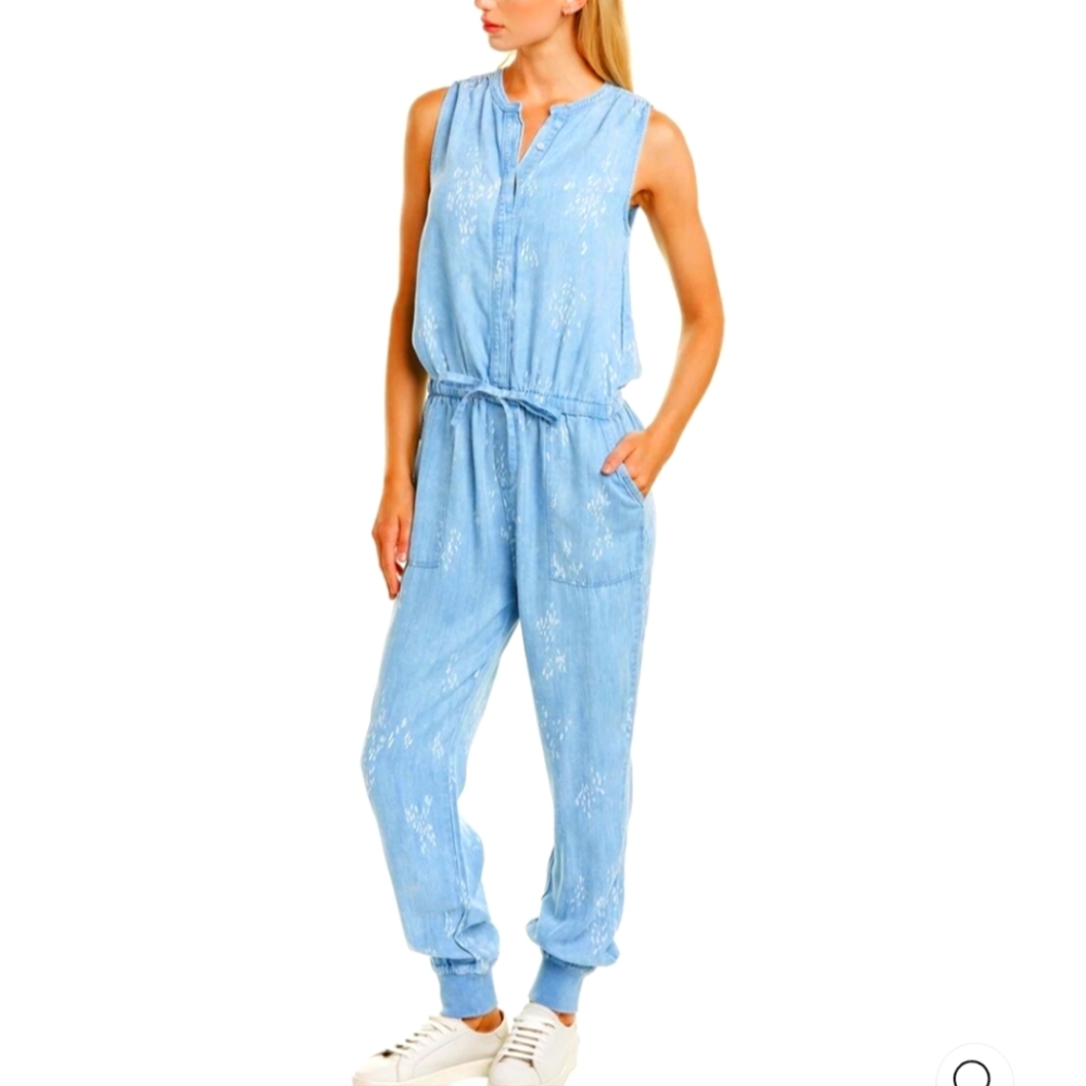 Splendid Wildflower Chamnbray blue linen blend sleeveless jumpsuit size Small